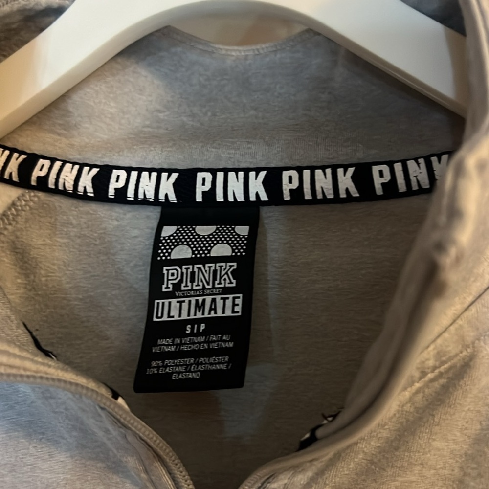 PINK Victoria's Secret Women's Gray and White Long Sleeve Top - Picture 5 of 6
